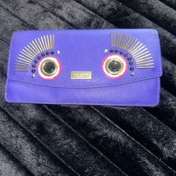 Kate Spade Blue Wallet with Eye Design - Picture 1 of 3
